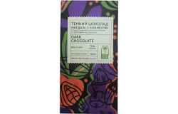 Плитка "Темний ШОКОЛАД мигдаль з карамеллю70%", 80 грам (веган)
