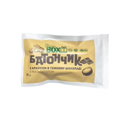 Батончик з Арахісом в темному шоколаді, 40 грам Батончик з Арахісом в темному шоколаді, 40 грам