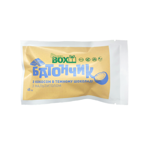 Батончик з Кокосом в темному шоколаді, 40 грам Батончик з Кокосом в темному шоколаді, 40 грам