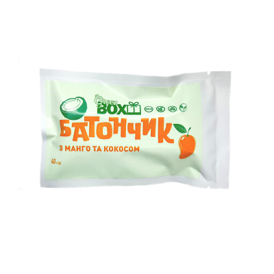 Батончик з Манго та кокосом, 40 грам