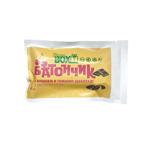 Батончик з Вишнею в темному шоколаді, 40 грам Батончик з Вишнею в темному шоколаді, 40 грам